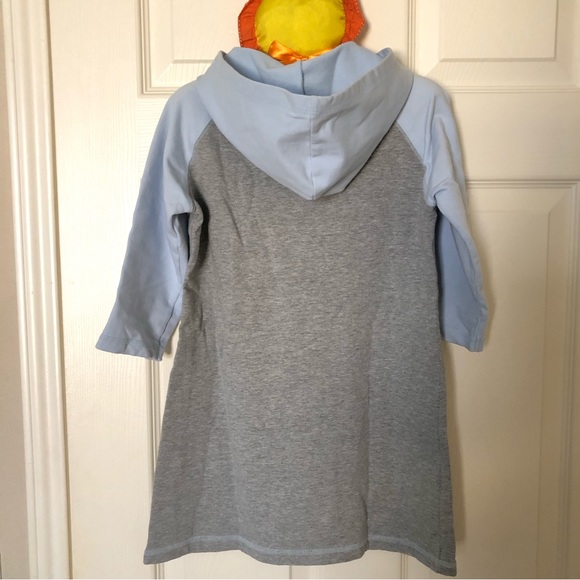 NEW Old Navy Long-Sleeve Cotton Hoodie Dress for Girls Color block, gray blue - Picture 6 of 10